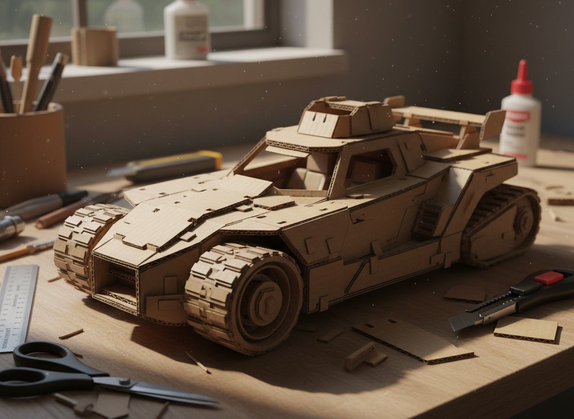 Cardboard car tank vehicle